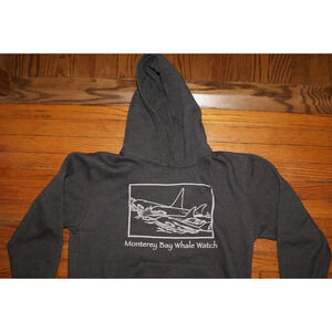 Vintage 90s Monterey Bay Whale Watch Gray Hoodie Sweatshirt Adult Small USA Made